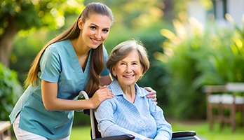 Professional caregiver providing personal care